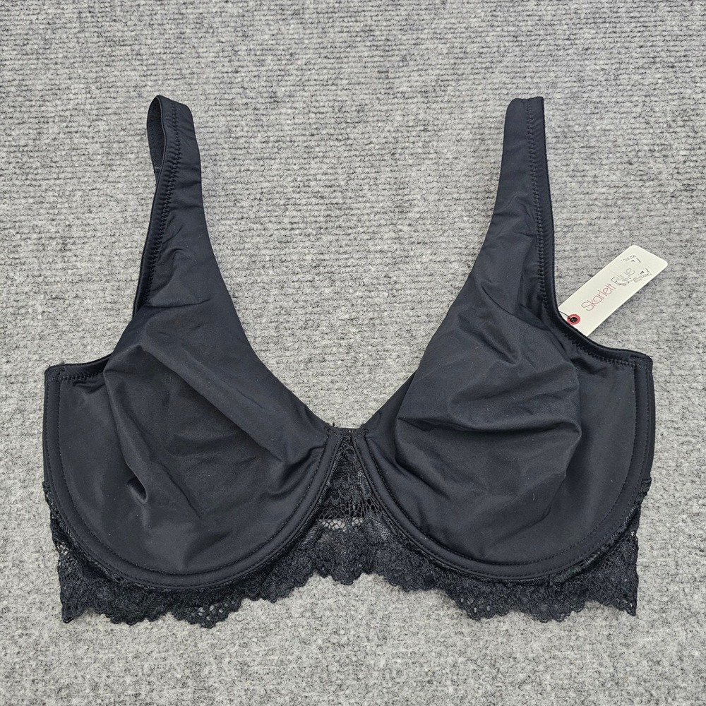 Skarlett Blue‎ Goddess Bra Women 32DDD Black Lace Trim Underwire 324213 New
